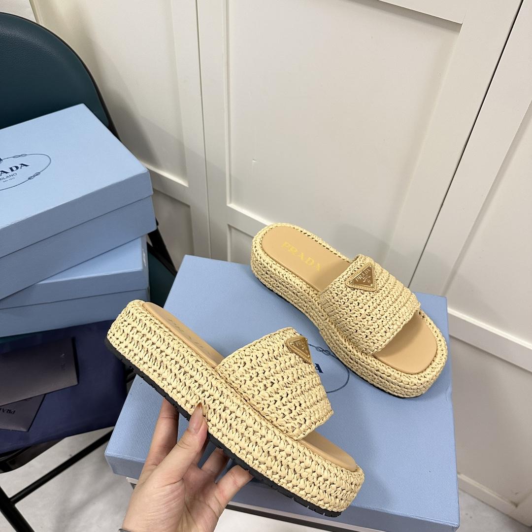 Prada Crochet Flatform Slides - PerfectKickZ