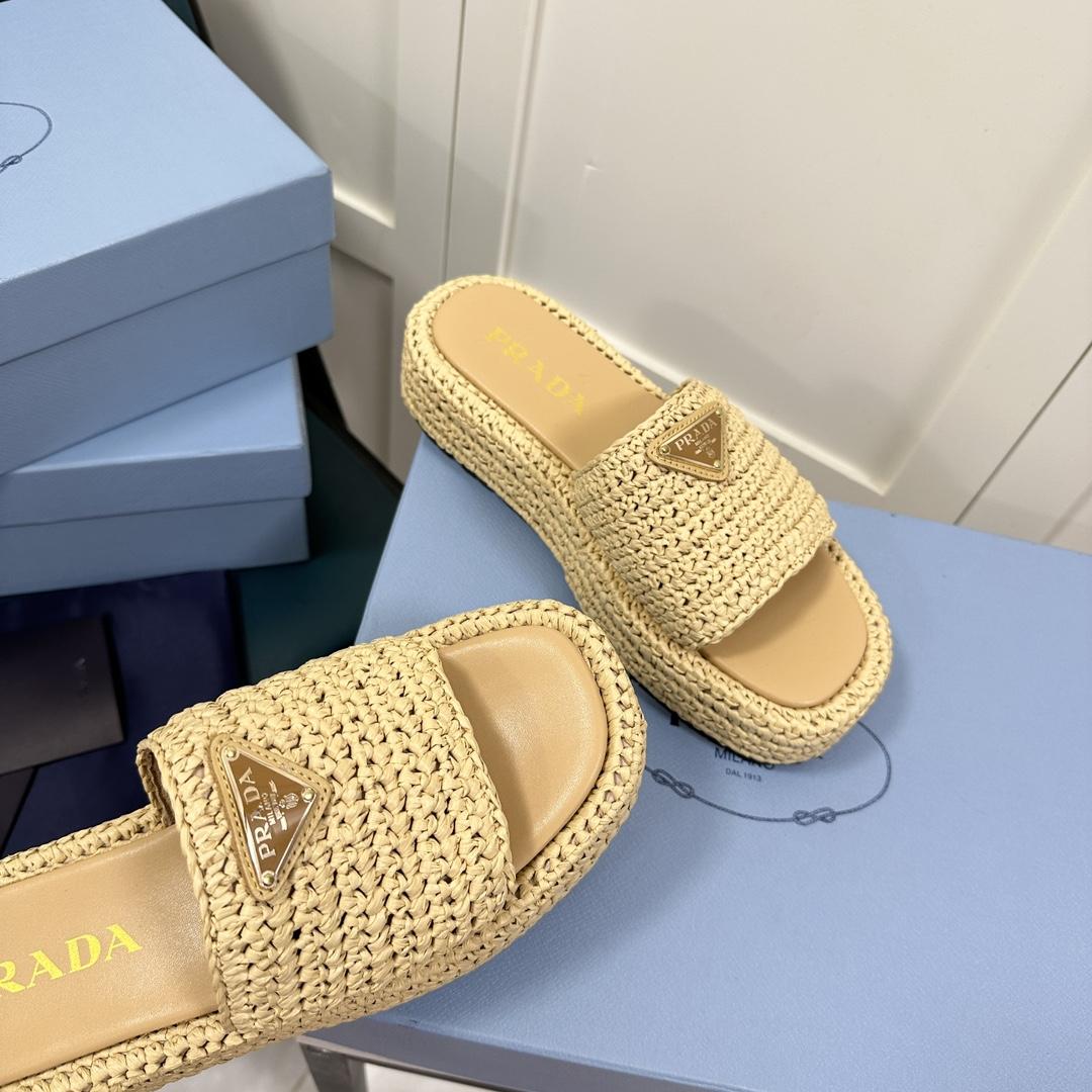 Prada Crochet Flatform Slides - PerfectKickZ