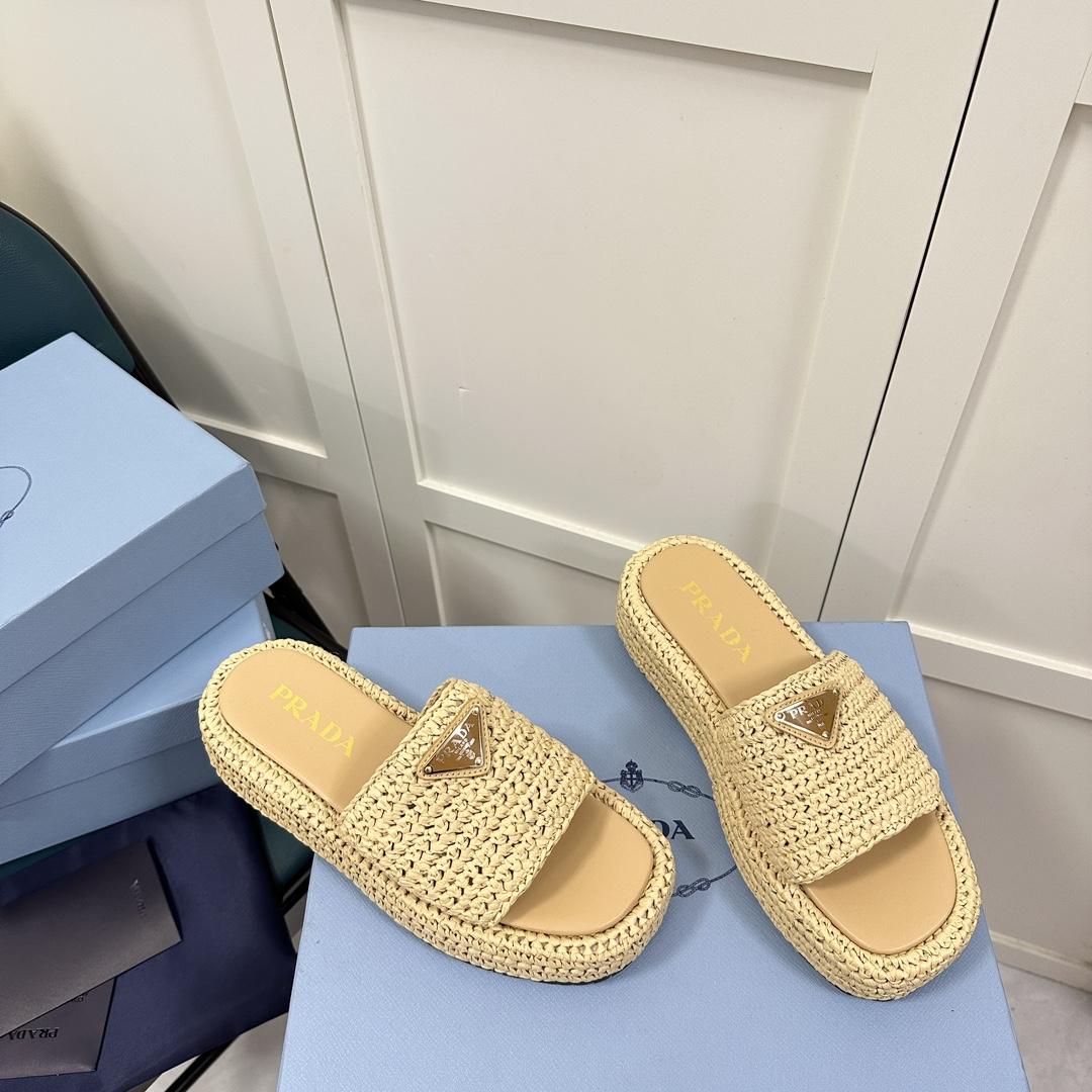 Prada Crochet Flatform Slides - PerfectKickZ