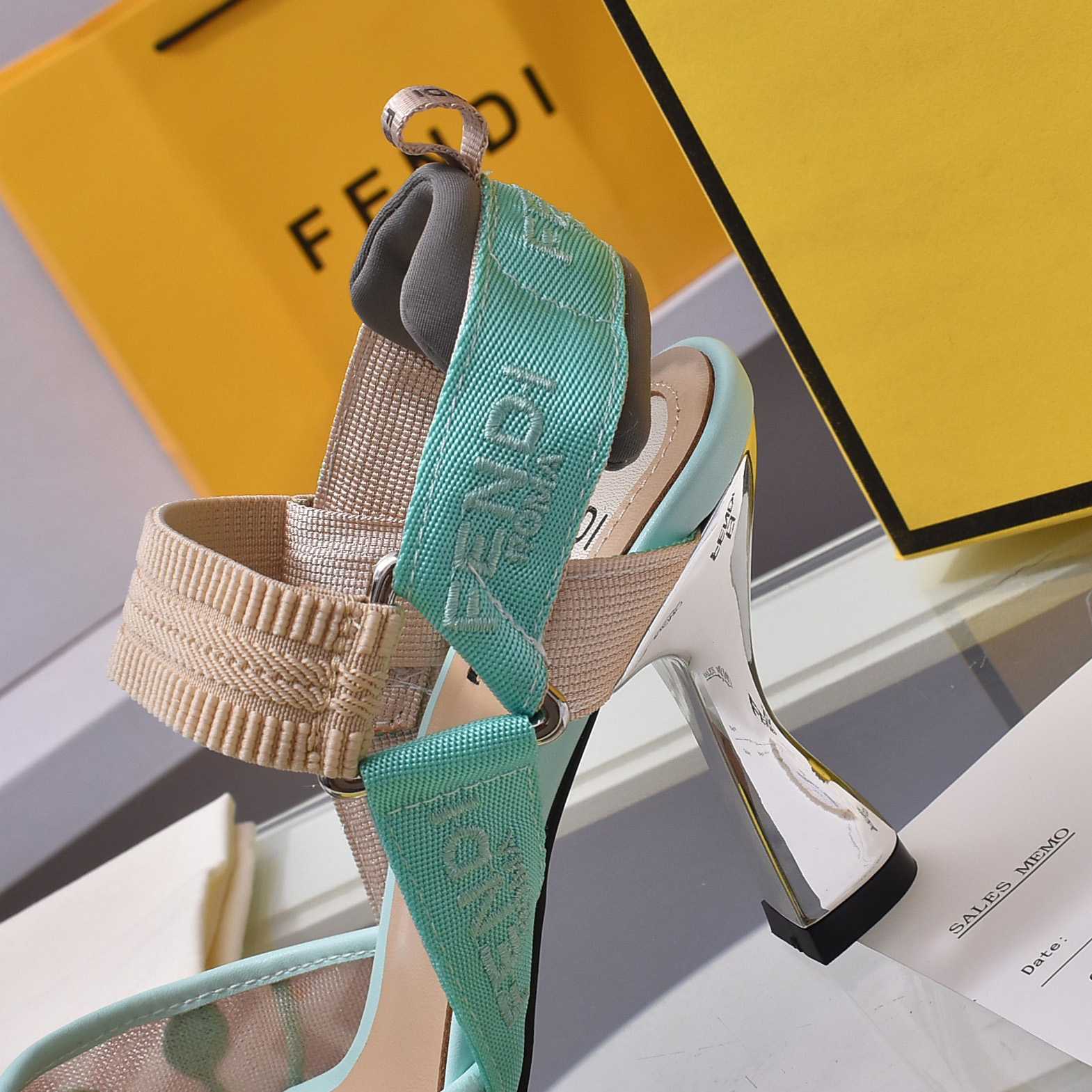 Fendi Colibrì Beige Mesh High-heeled Slingbacks - PerfectKickZ