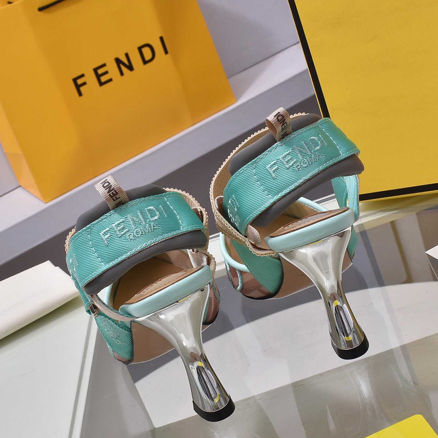 Fendi Colibrì Beige Mesh High-heeled Slingbacks - PerfectKickZ