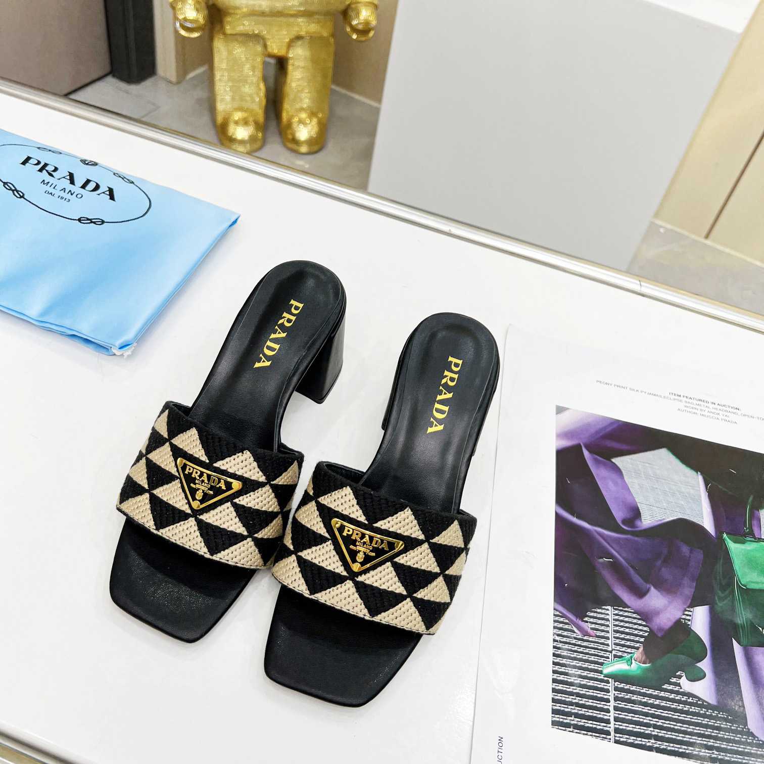 Prada Embroidered Fabric Sandals - PerfectKickZ