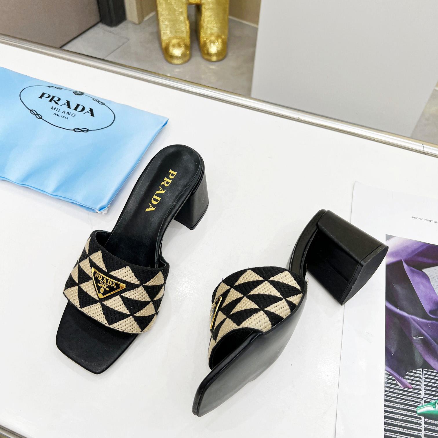 Prada Embroidered Fabric Sandals - PerfectKickZ