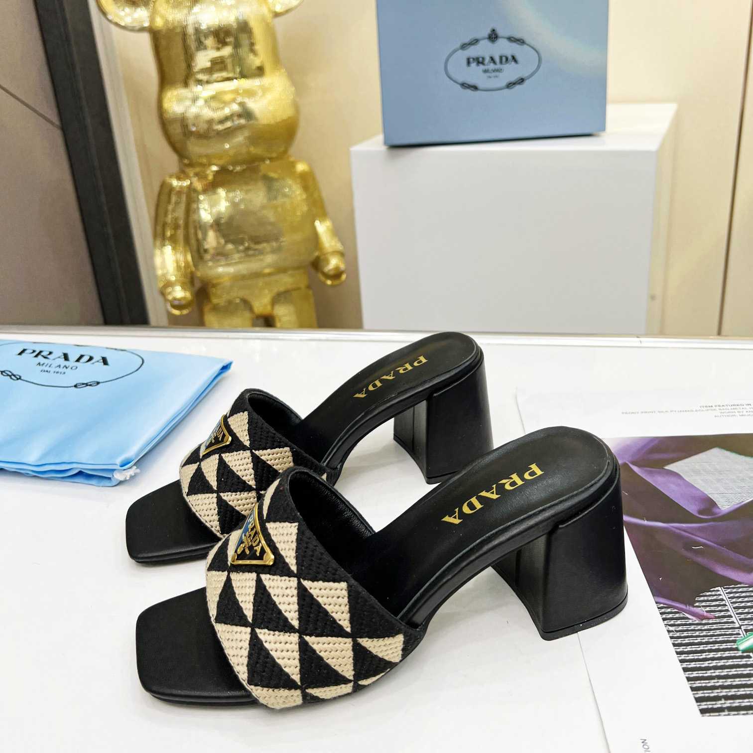 Prada Embroidered Fabric Sandals - PerfectKickZ