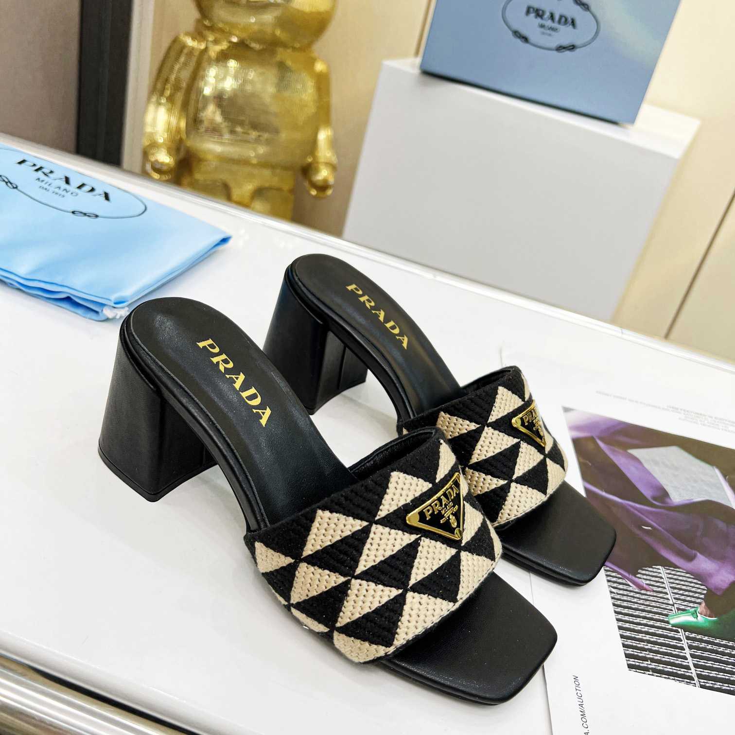 Prada Embroidered Fabric Sandals - PerfectKickZ