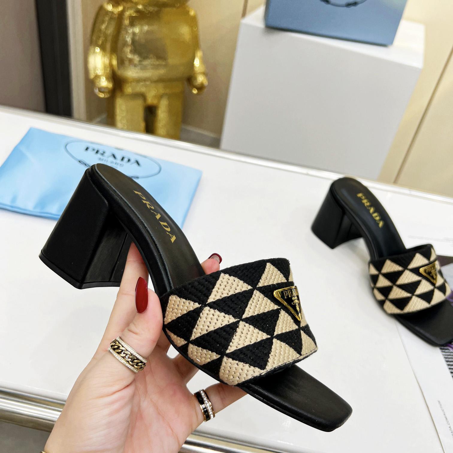 Prada Embroidered Fabric Sandals - PerfectKickZ