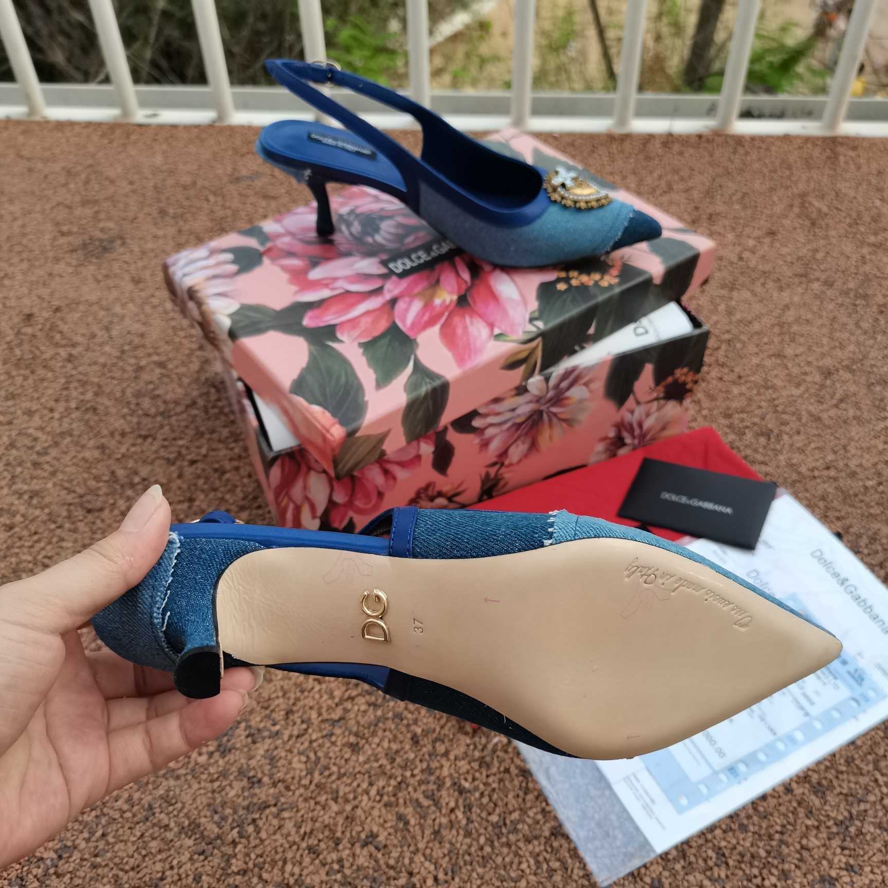 Dolce & Gabbana Devotion Slingbacks In Patchwork Denim - PerfectKickZ