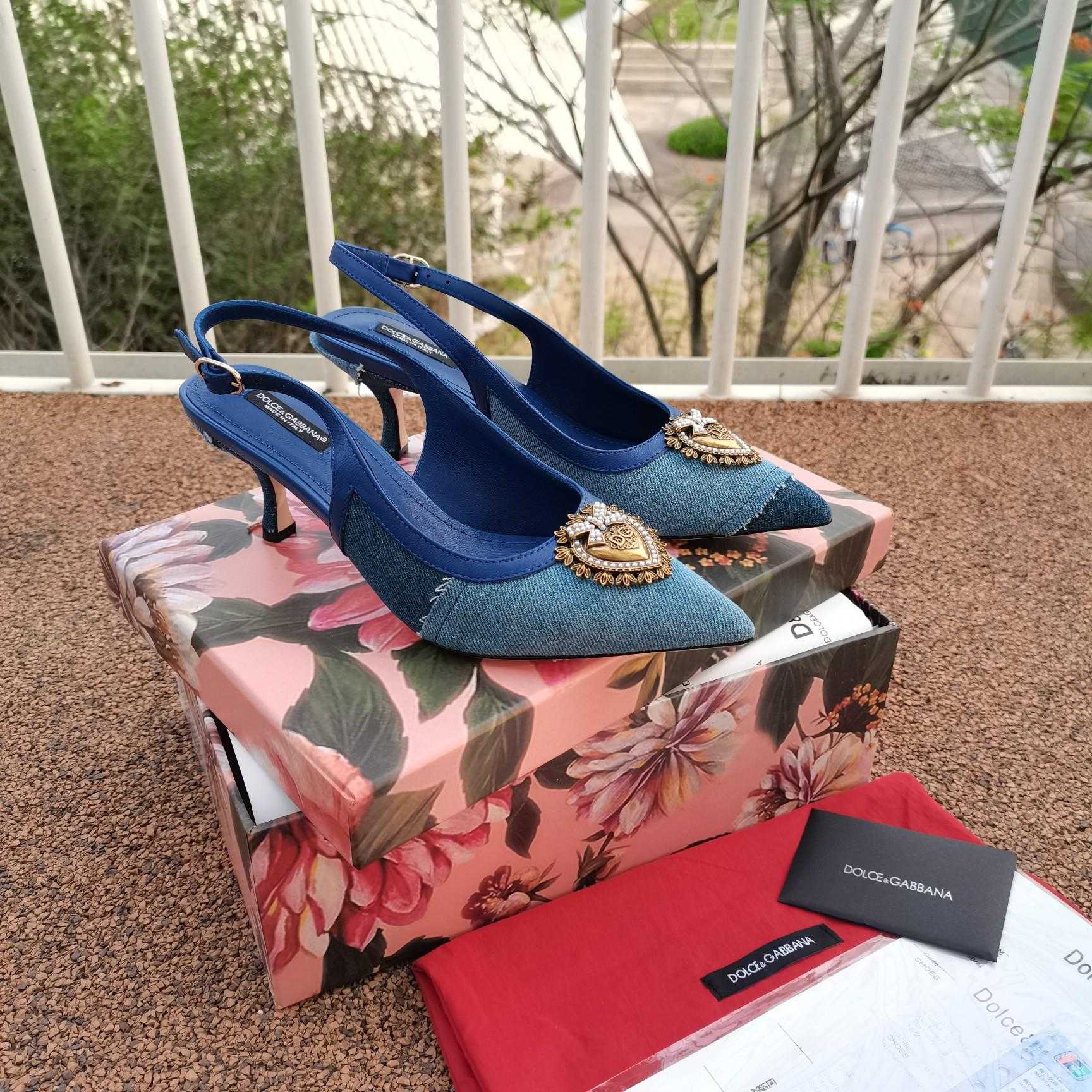 Dolce & Gabbana Devotion Slingbacks In Patchwork Denim - PerfectKickZ