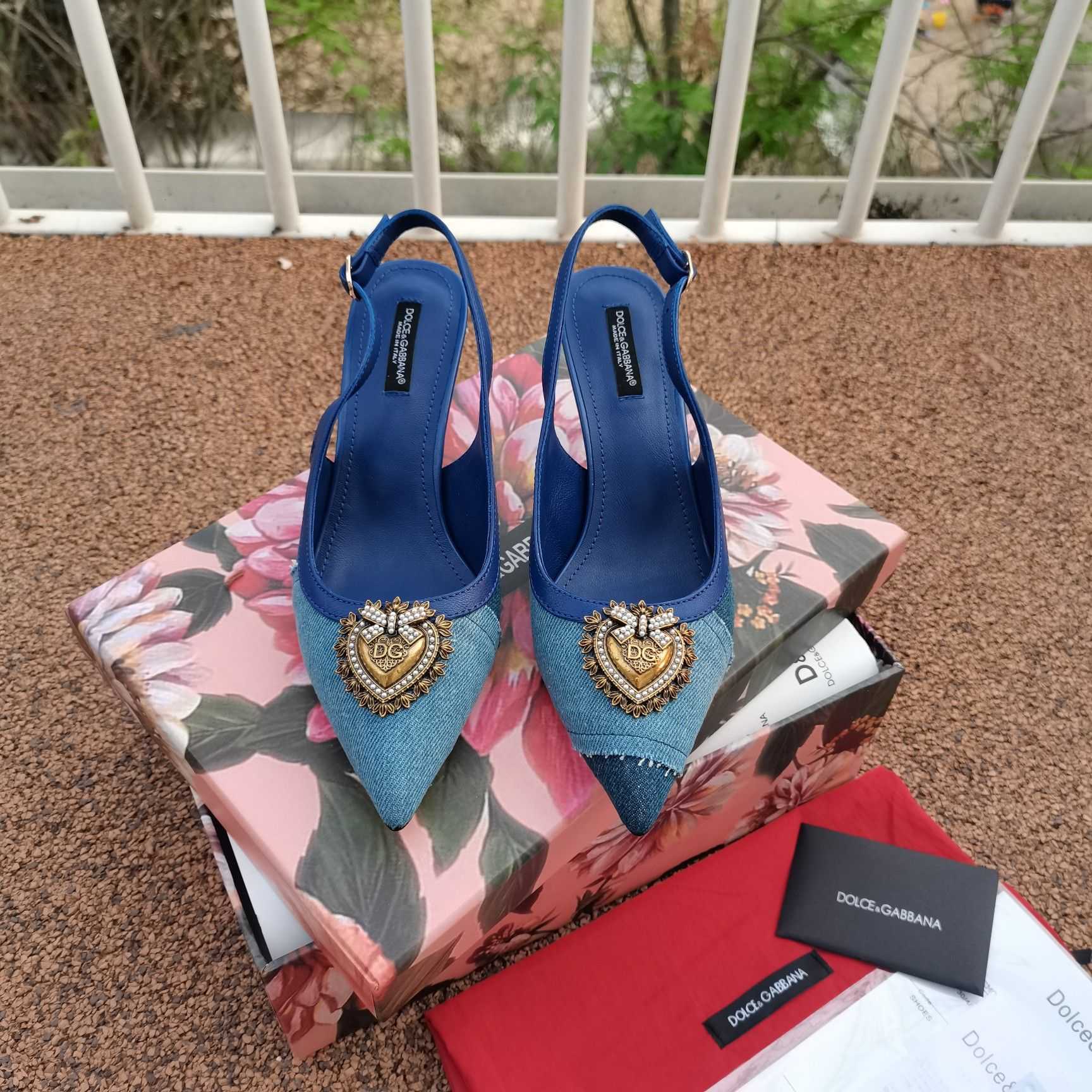 Dolce & Gabbana Devotion Slingbacks In Patchwork Denim - PerfectKickZ