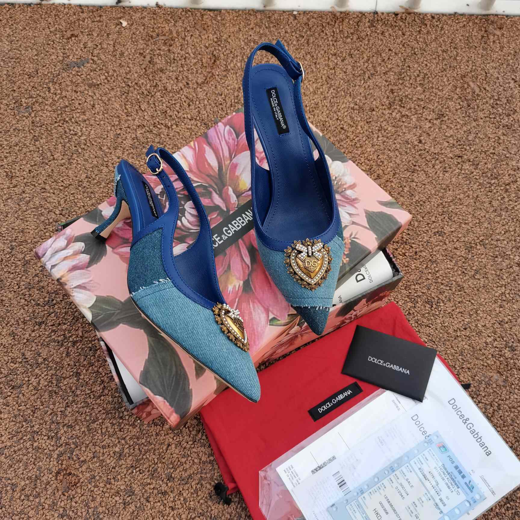 Dolce & Gabbana Devotion Slingbacks In Patchwork Denim - PerfectKickZ