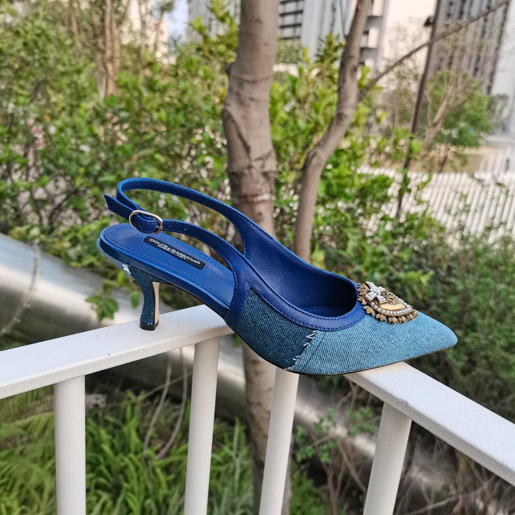 Dolce & Gabbana Devotion Slingbacks In Patchwork Denim - PerfectKickZ