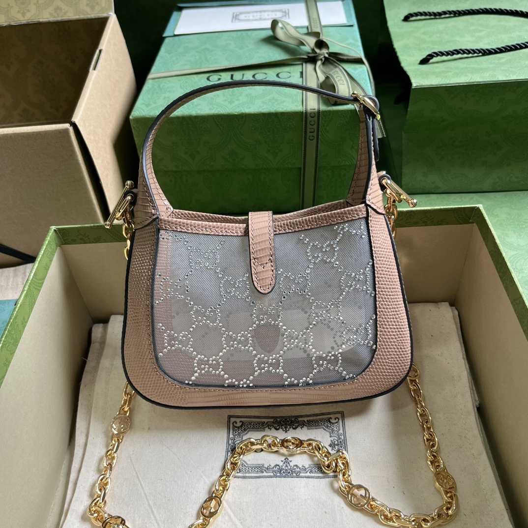 Gucci Jackie 1961 Mini Crystal GG Lizard Bag  (19x13x3cm) - PerfectKickZ