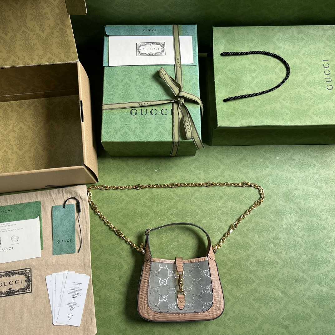Gucci Jackie 1961 Mini Crystal GG Lizard Bag  (19x13x3cm) - PerfectKickZ