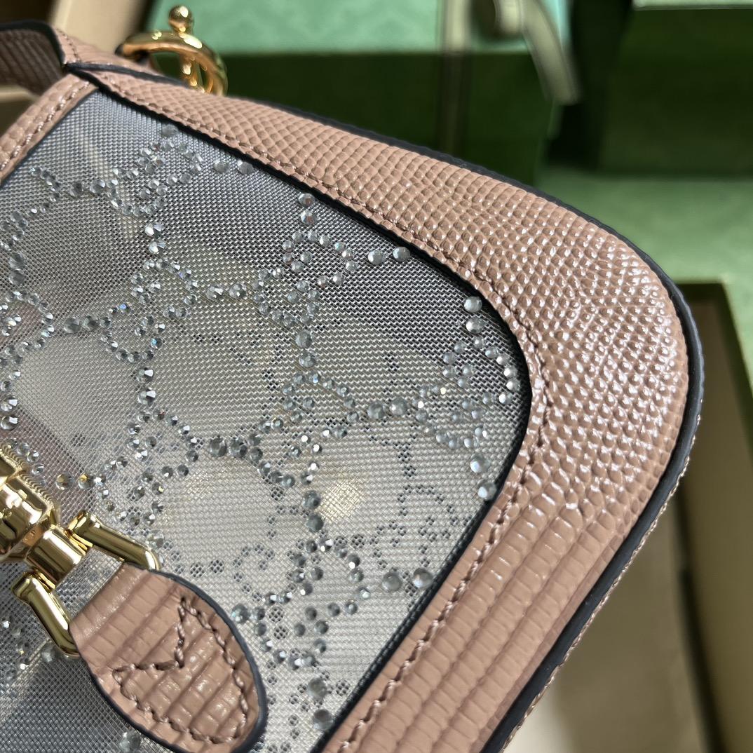Gucci Jackie 1961 Mini Crystal GG Lizard Bag  (19x13x3cm) - PerfectKickZ