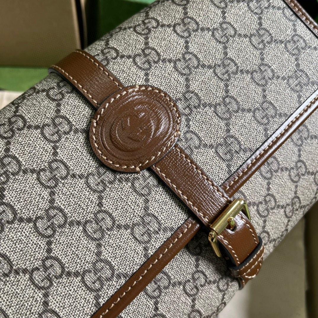 Gucci GG Messenger Bag With Interlocking G(25.4-17-7.8cm)    - PerfectKickZ