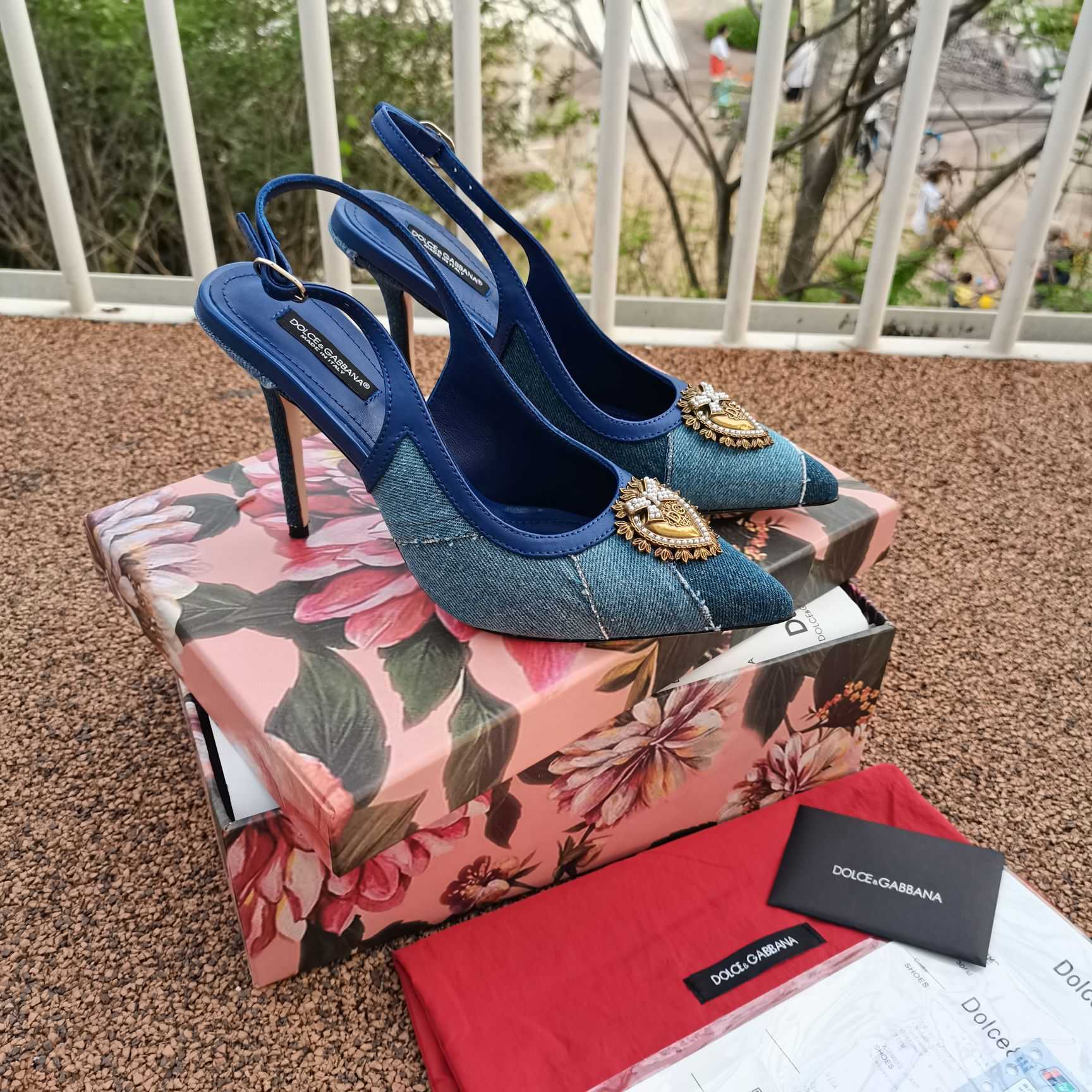 Dolce & Gabbana Devotion Slingbacks In Patchwork Denim - PerfectKickZ