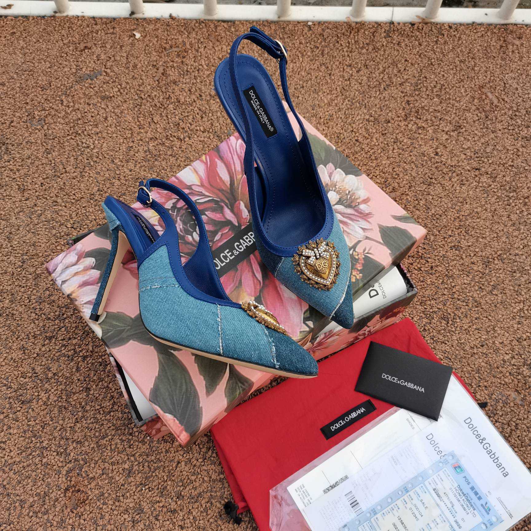 Dolce & Gabbana Devotion Slingbacks In Patchwork Denim - PerfectKickZ