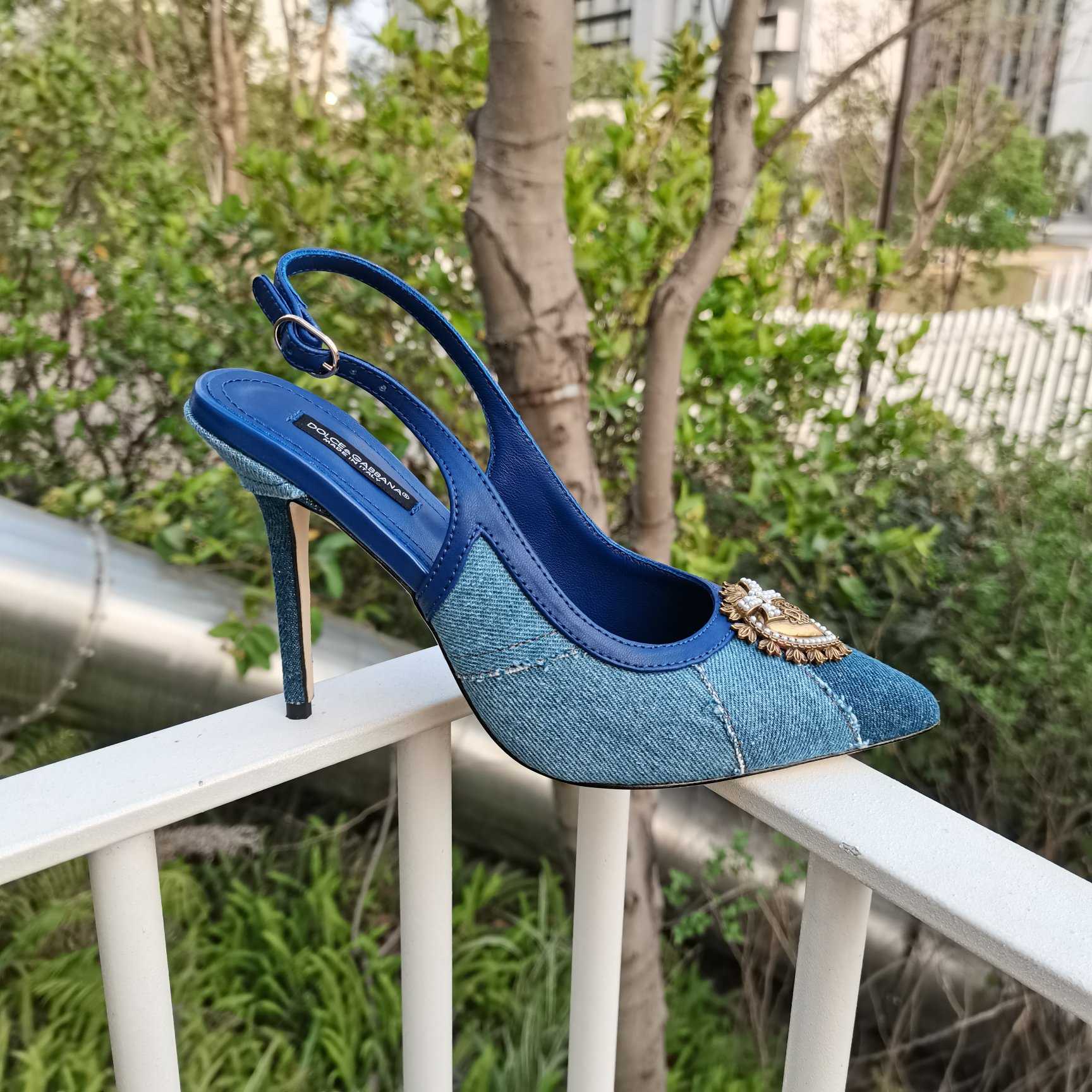 Dolce & Gabbana Devotion Slingbacks In Patchwork Denim - PerfectKickZ