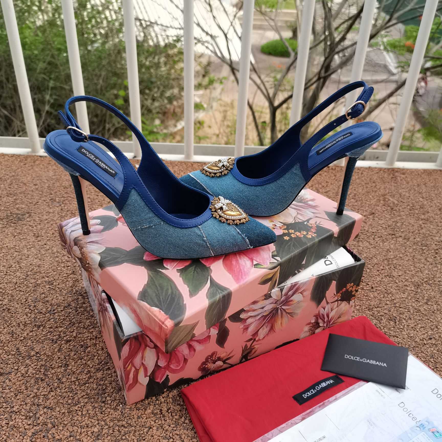Dolce & Gabbana Devotion Slingbacks In Patchwork Denim - PerfectKickZ