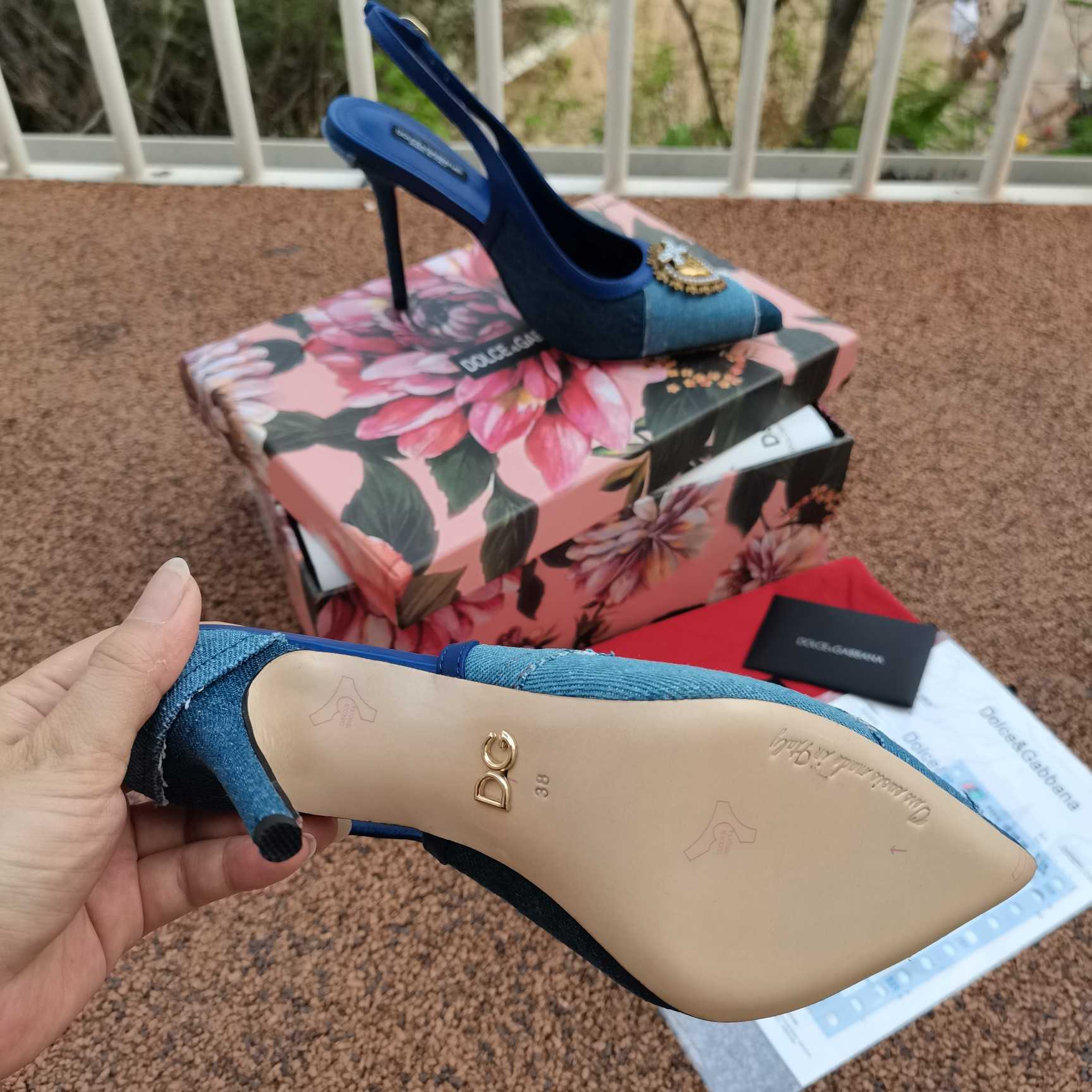 Dolce & Gabbana Devotion Slingbacks In Patchwork Denim - PerfectKickZ