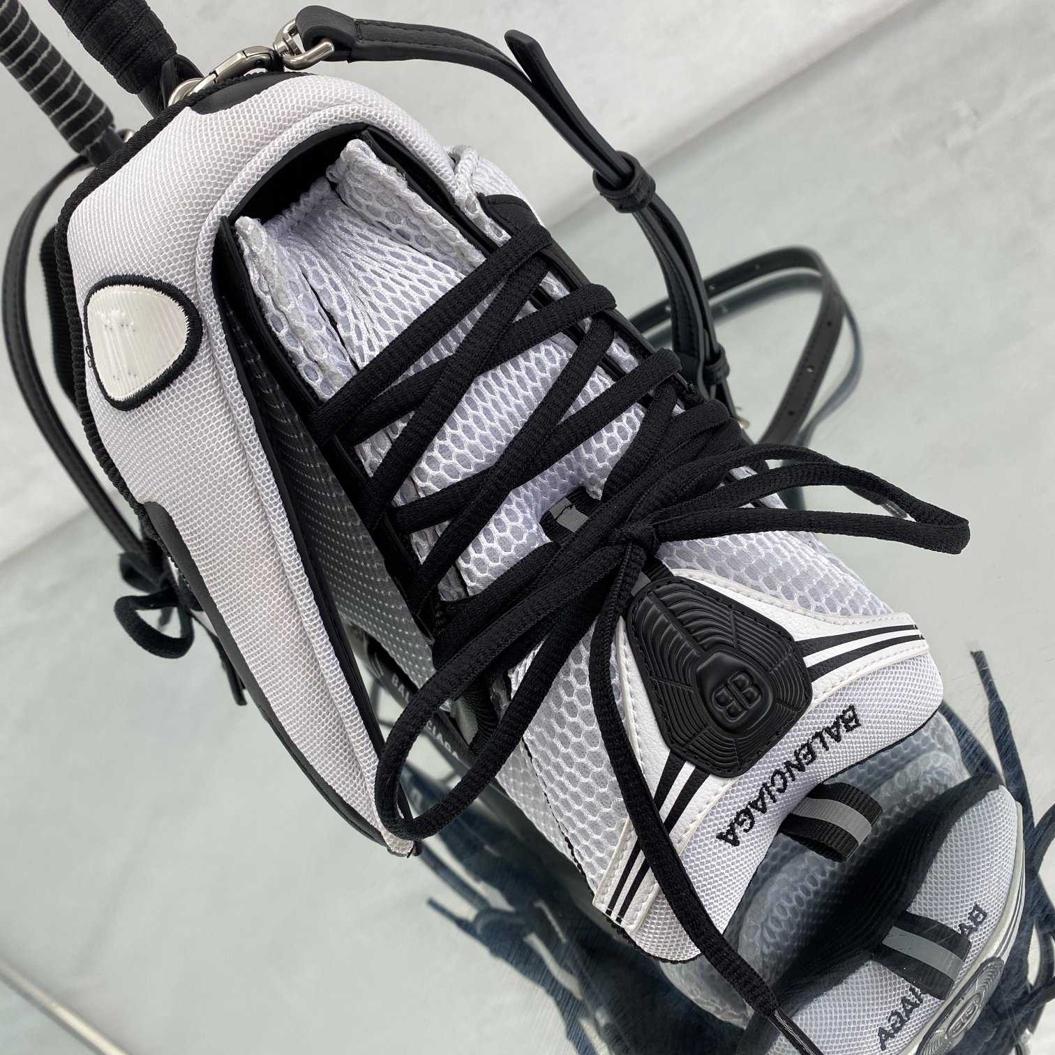 Balenciaga SneakerHead Medium Handbag In White/black - PerfectKickZ