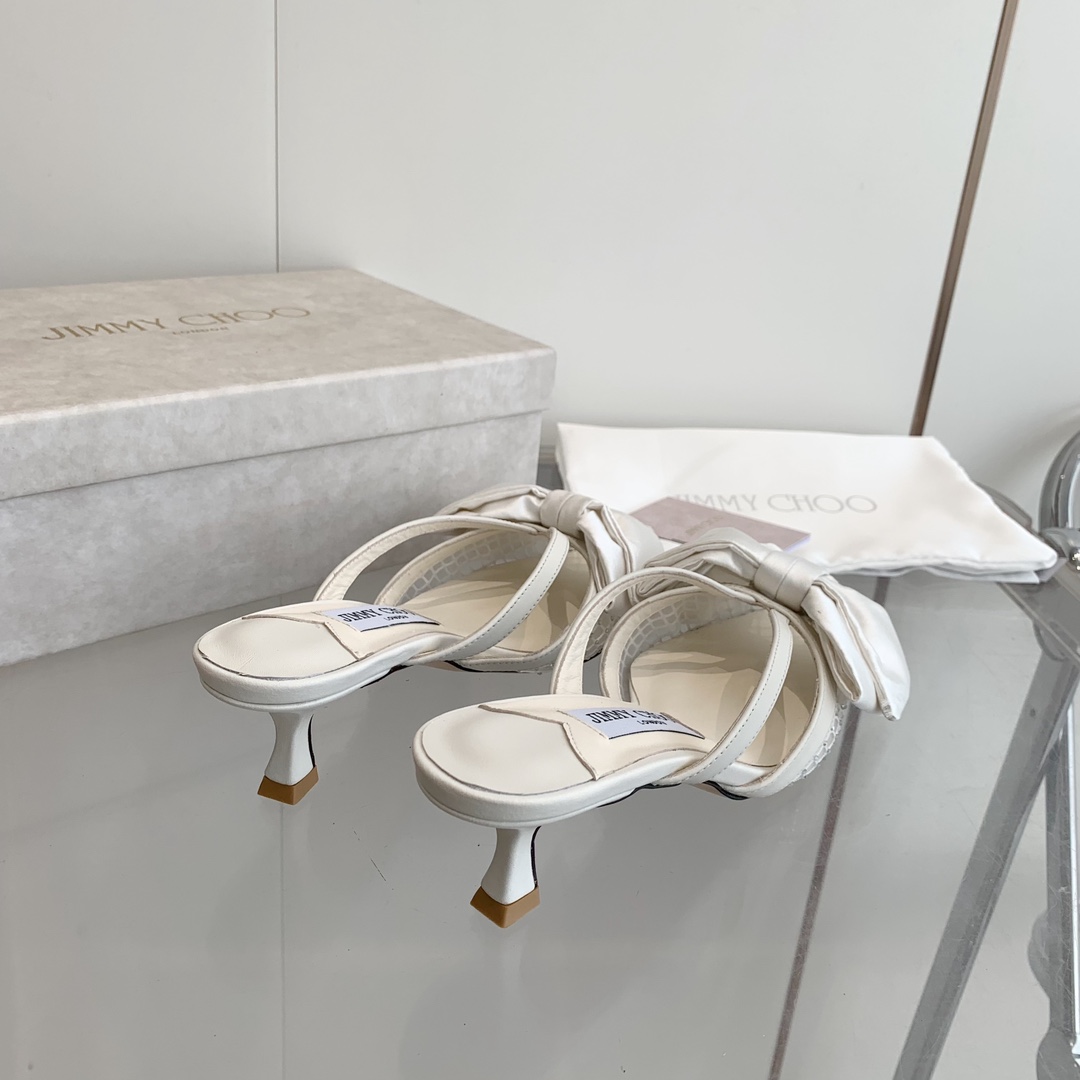 Jimmy Choo Flaca 50mm Bow-detail Leather Mules - PerfectKickZ