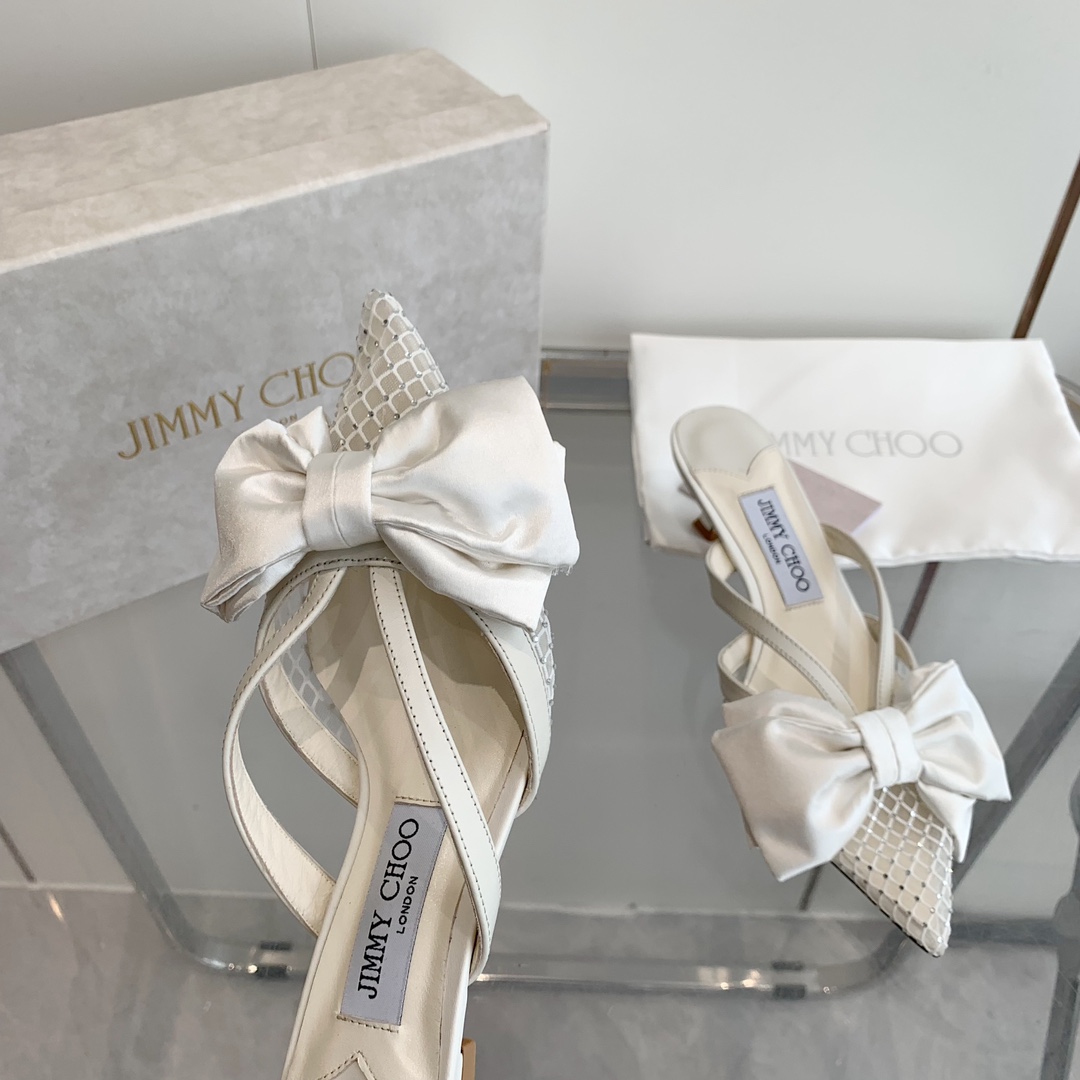 Jimmy Choo Flaca 50mm Bow-detail Leather Mules - PerfectKickZ