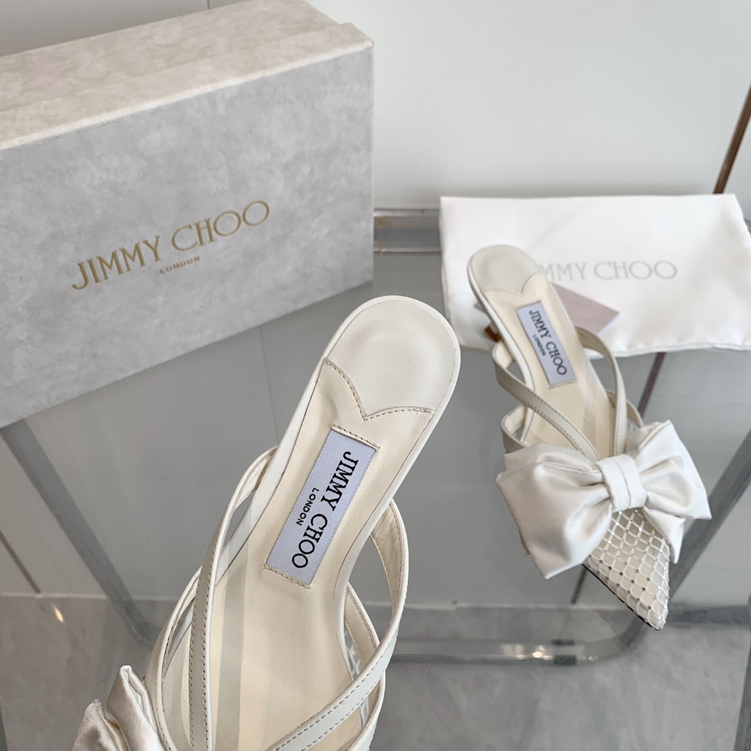 Jimmy Choo Flaca 50mm Bow-detail Leather Mules - PerfectKickZ