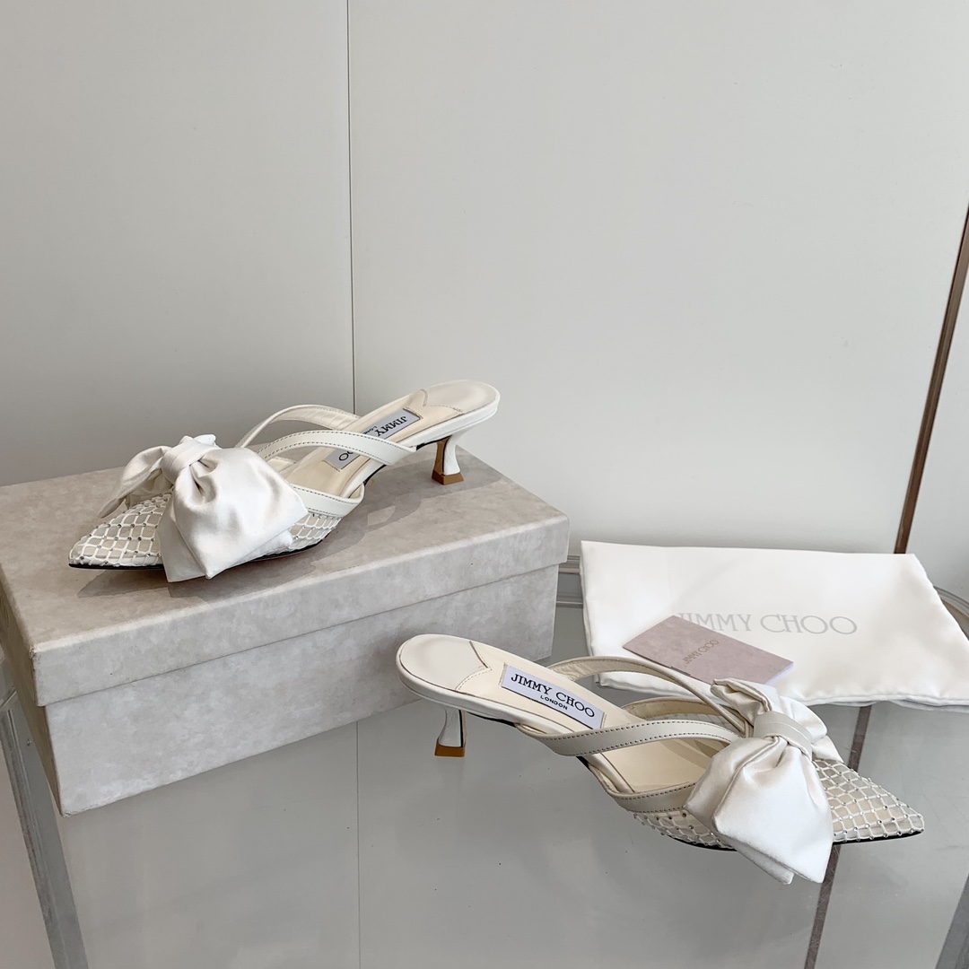 Jimmy Choo Flaca 50mm Bow-detail Leather Mules - PerfectKickZ