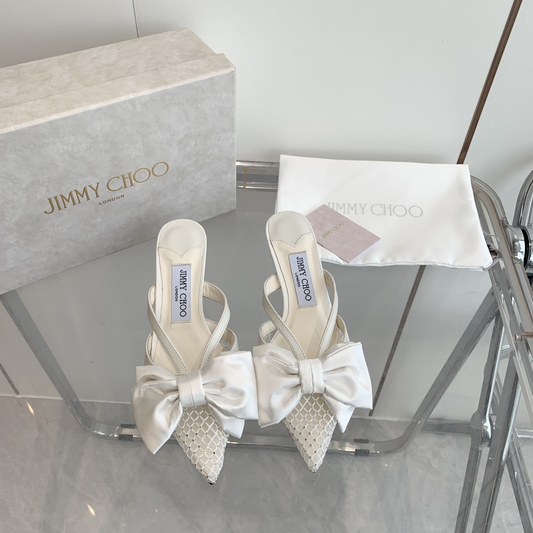 Jimmy Choo Flaca 50mm Bow-detail Leather Mules - PerfectKickZ