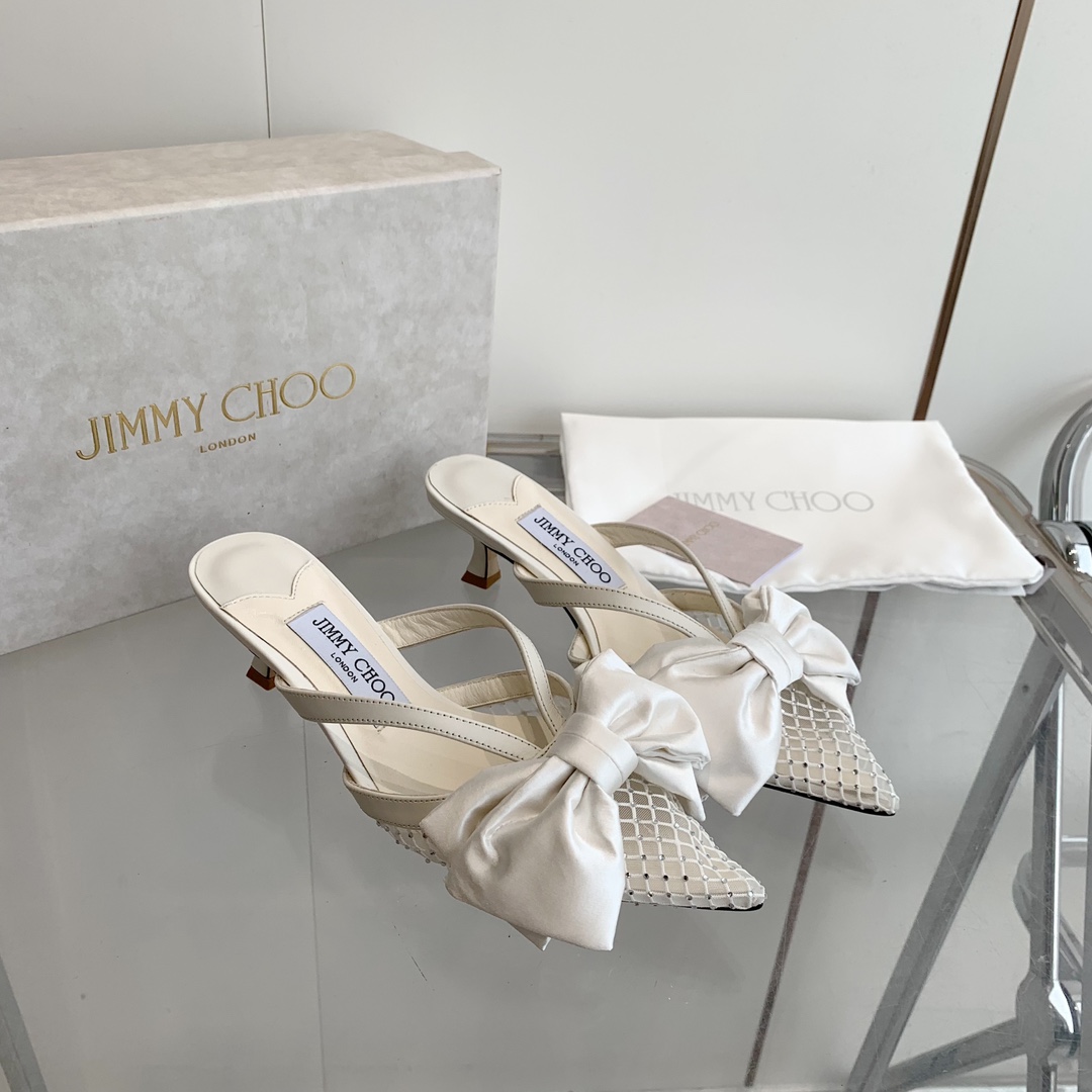 Jimmy Choo Flaca 50mm Bow-detail Leather Mules - PerfectKickZ