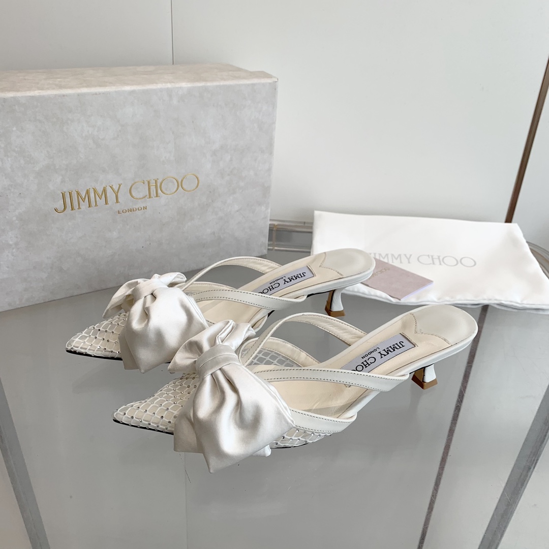 Jimmy Choo Flaca 50mm Bow-detail Leather Mules - PerfectKickZ