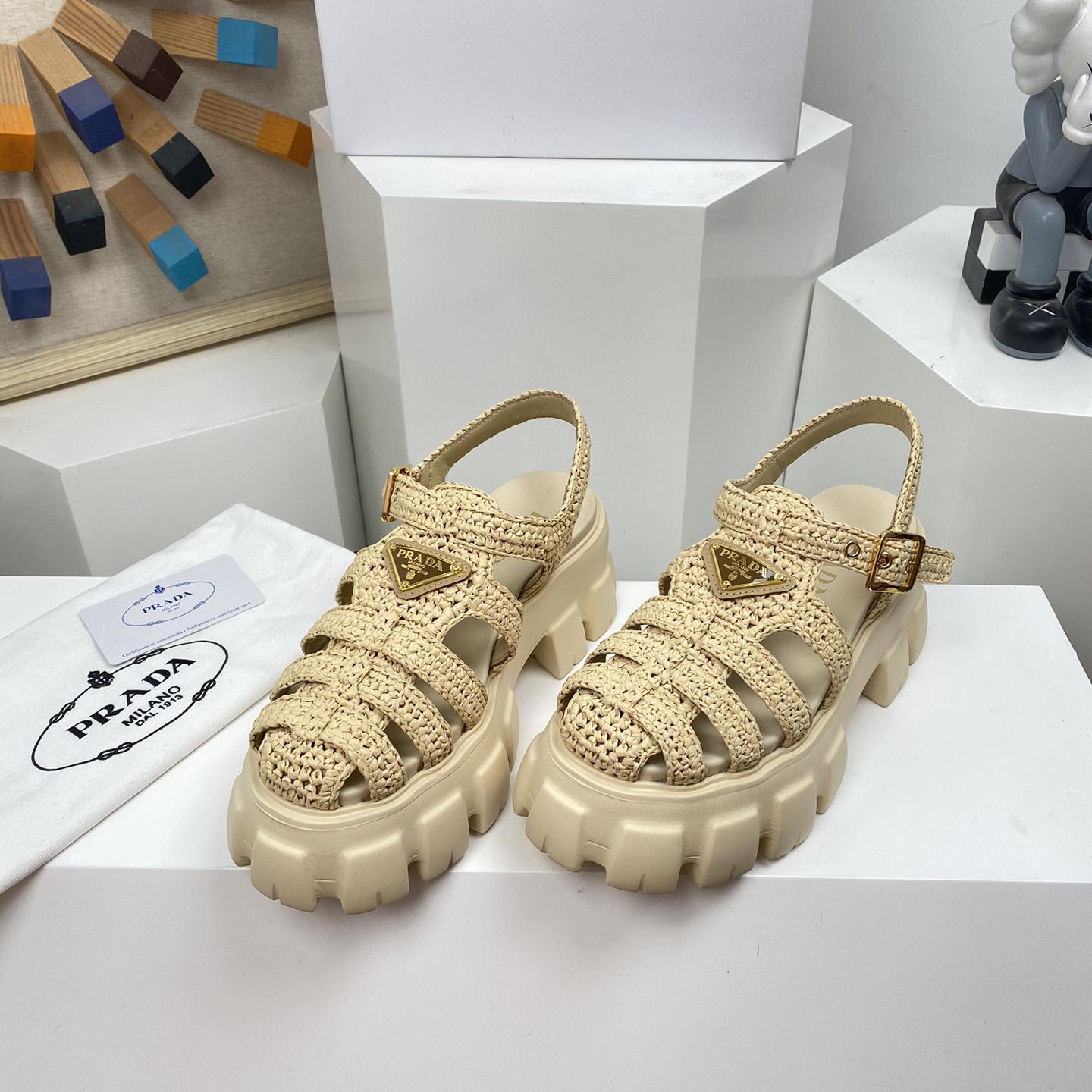 Prada Monolith Crochet Cage Sandals - PerfectKickZ