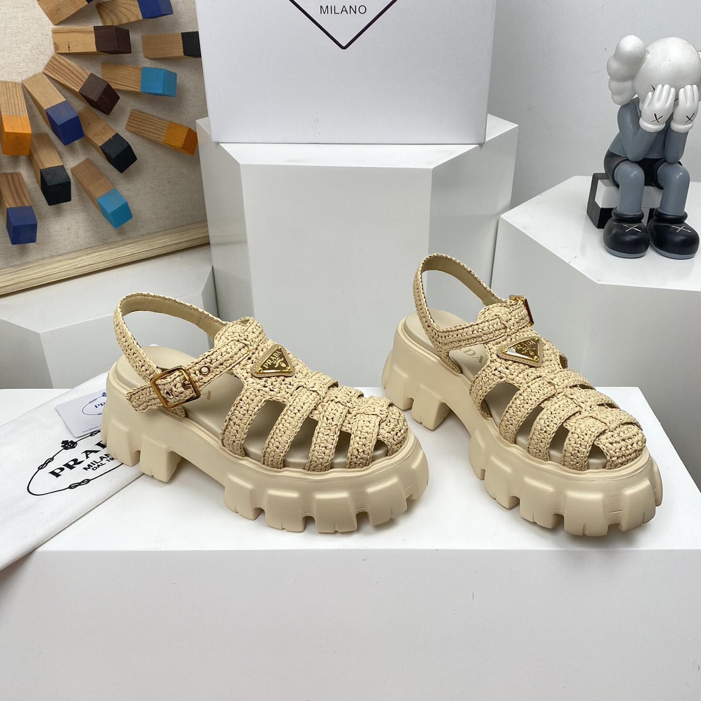 Prada Monolith Crochet Cage Sandals - PerfectKickZ
