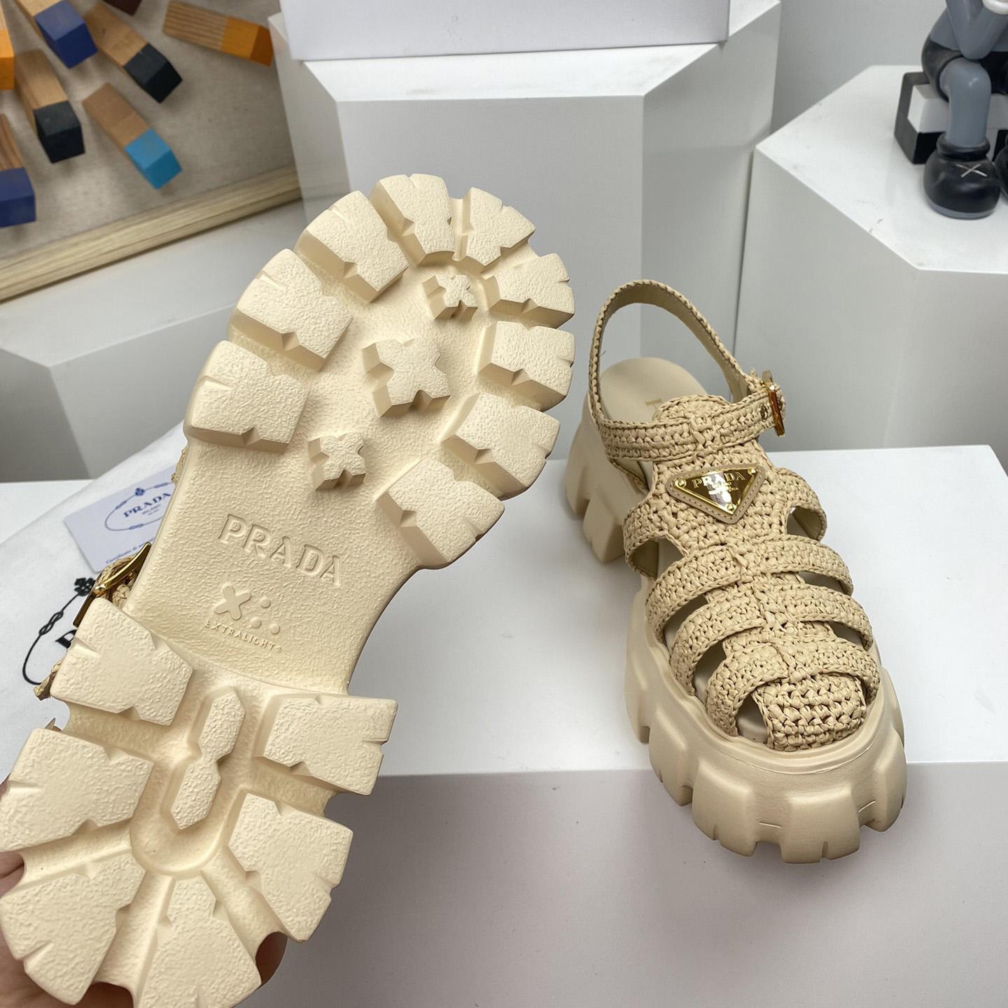 Prada Monolith Crochet Cage Sandals - 