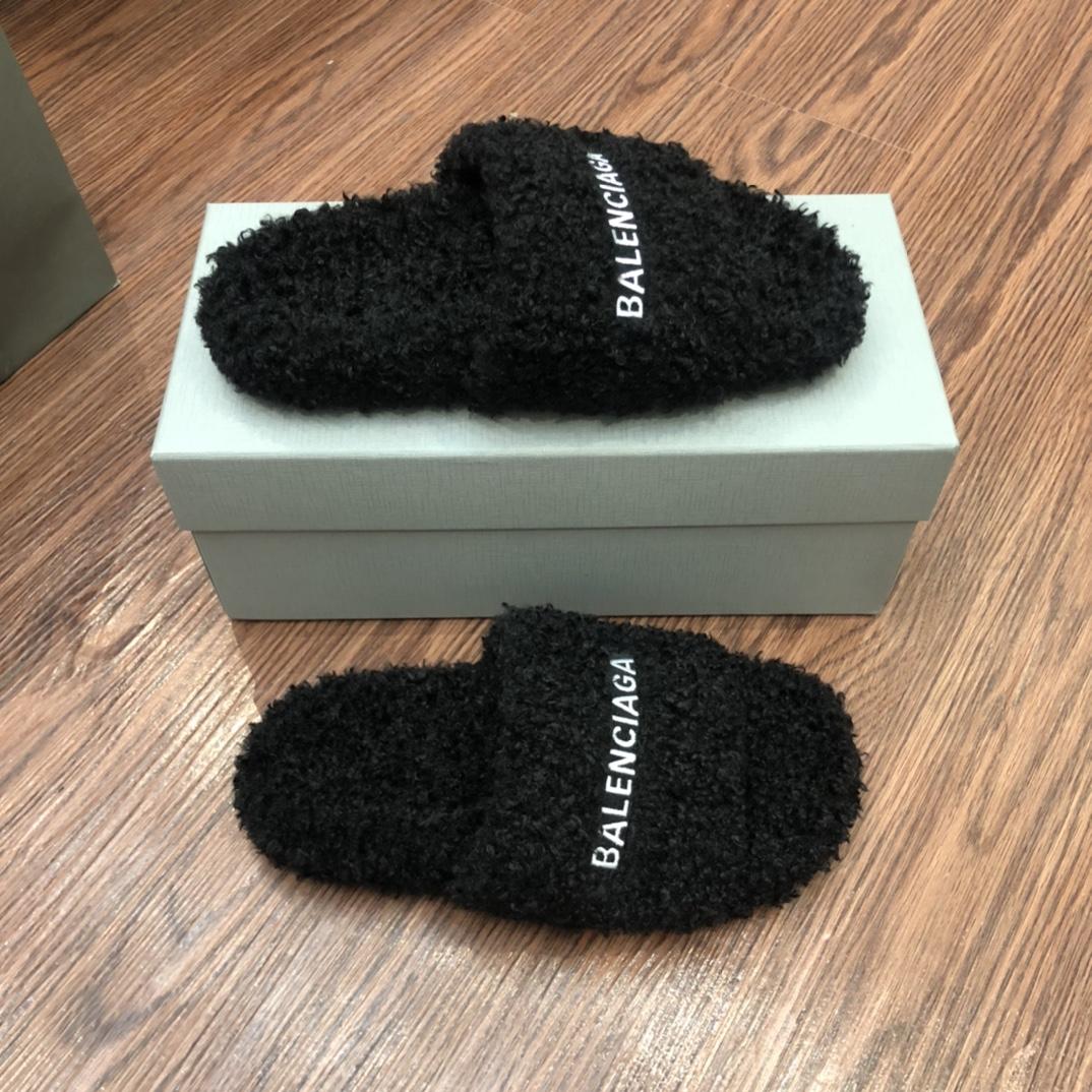 Balenciaga Furry Slide Sandal - 