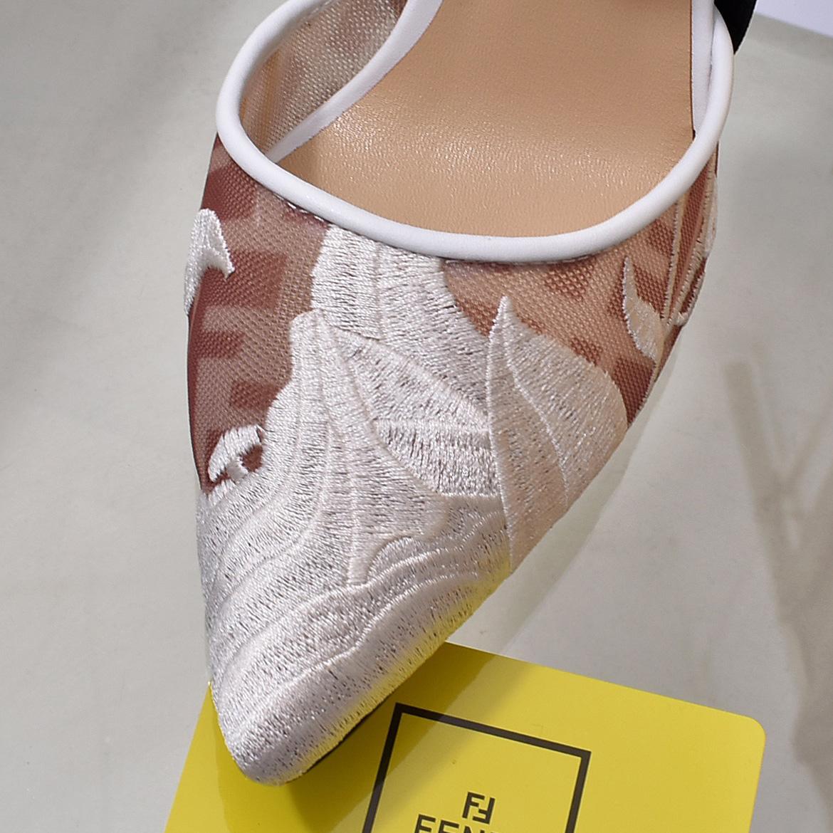 Fendi Colibrì Pink Mesh High-heeled Slingbacks - PerfectKickZ