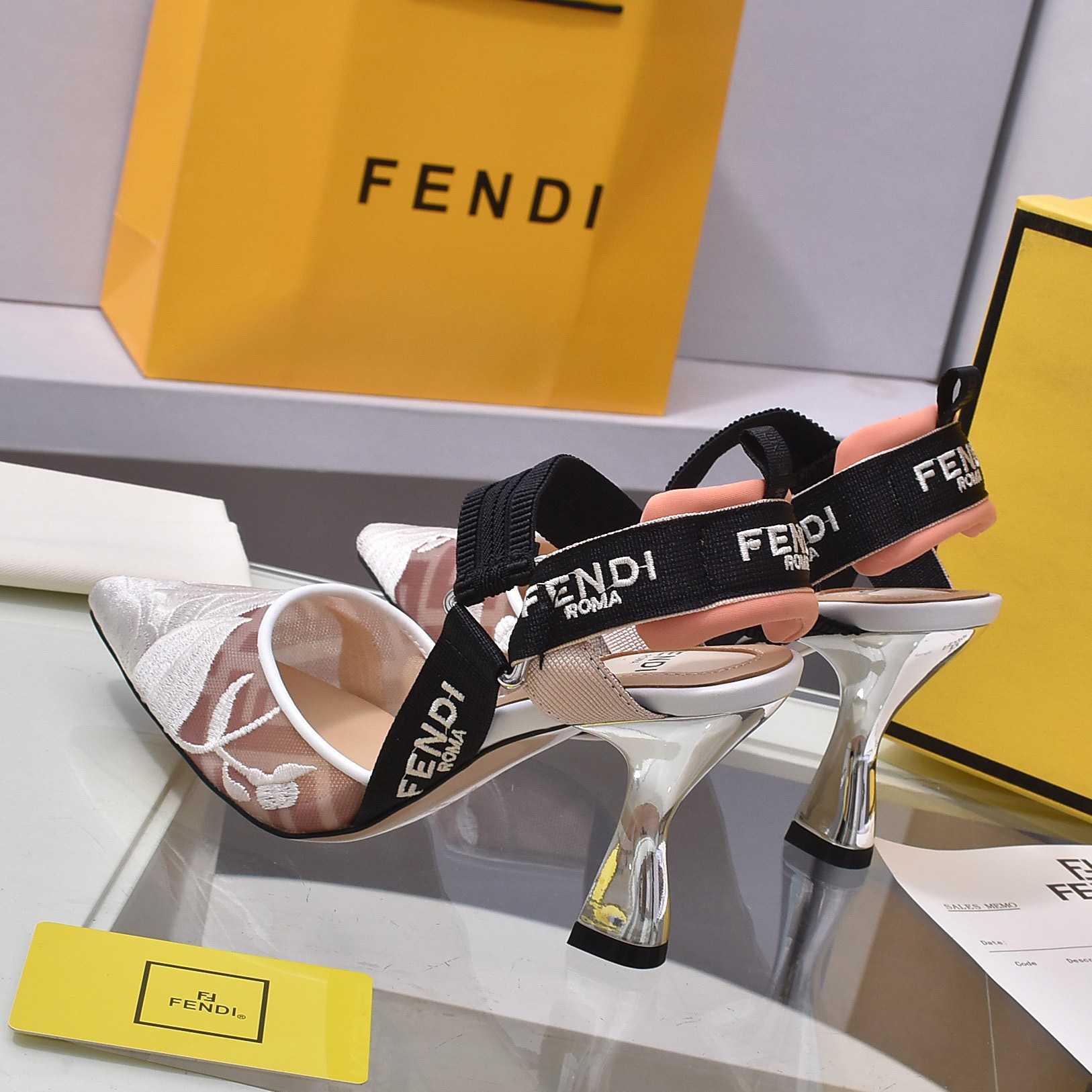 Fendi Colibrì Pink Mesh High-heeled Slingbacks - PerfectKickZ