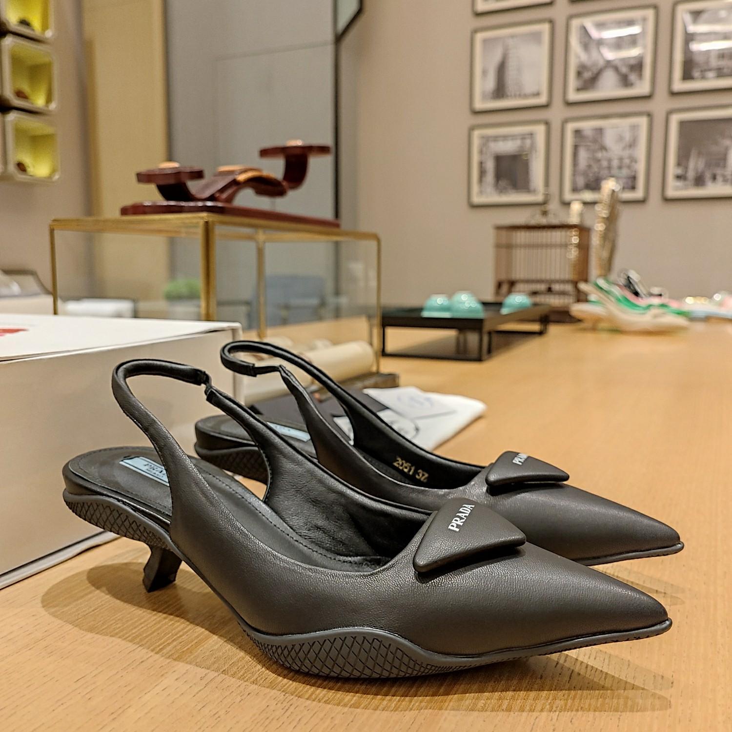 Prada Soft padded Leather Slingback Pumps - PerfectKickZ