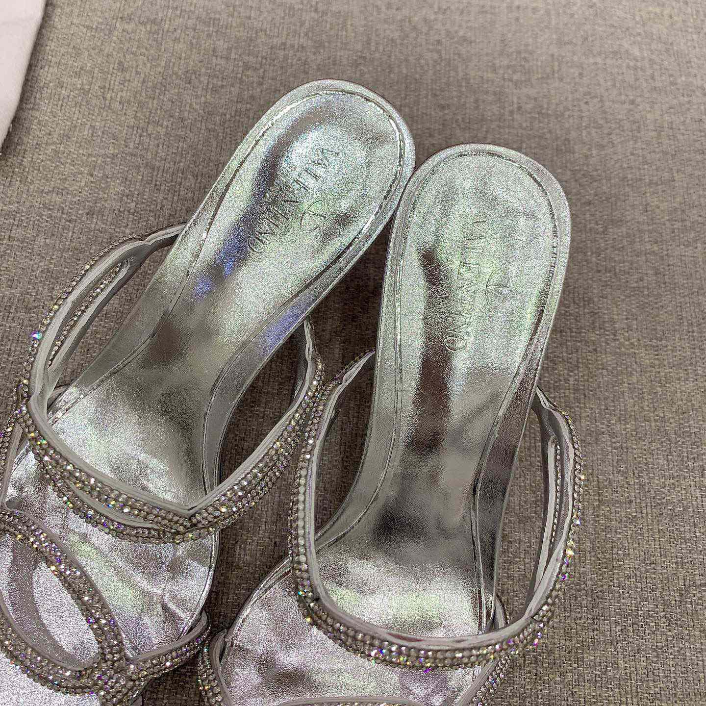 Valenti Garavani Chain 1967 Slide Sandal With Crystals  80mm - PerfectKickZ