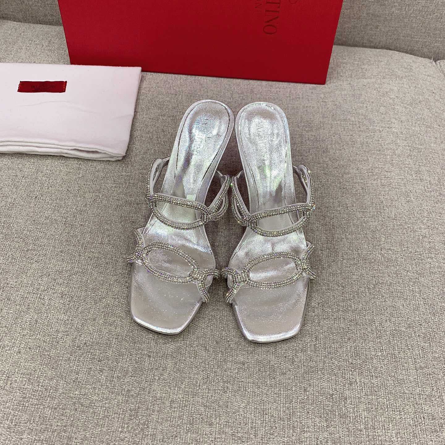 Valenti Garavani Chain 1967 Slide Sandal With Crystals  80mm - PerfectKickZ