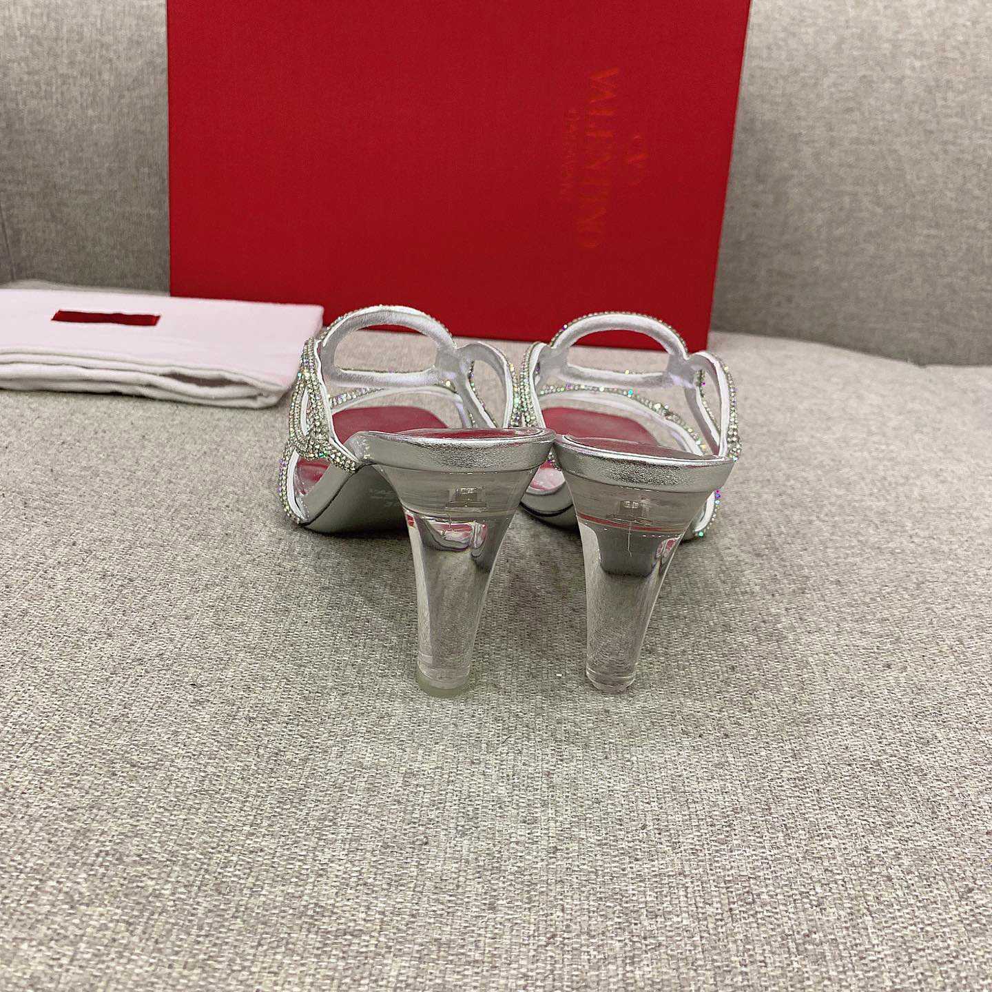 Valenti Garavani Chain 1967 Slide Sandal With Crystals  80mm - PerfectKickZ