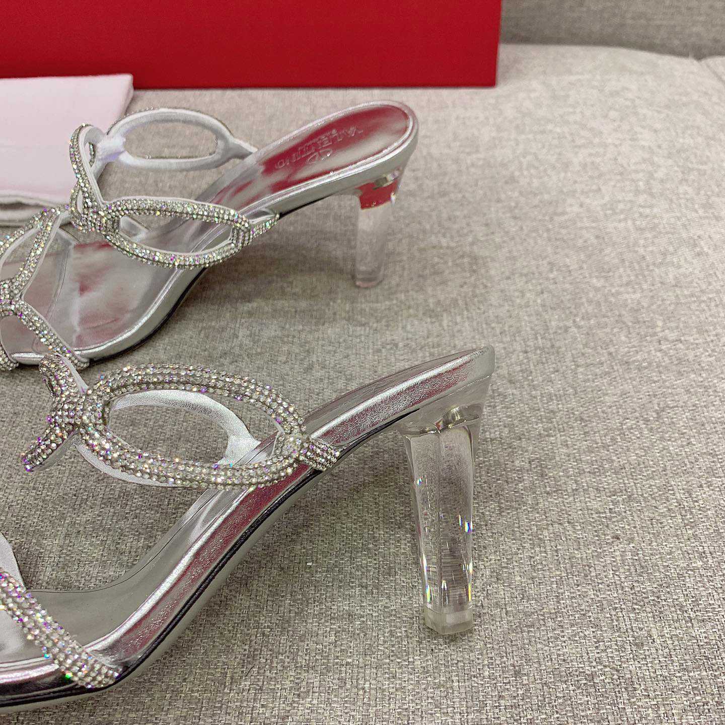 Valenti Garavani Chain 1967 Slide Sandal With Crystals  80mm - PerfectKickZ
