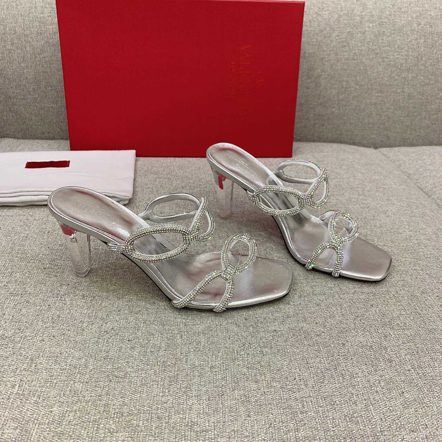Valenti Garavani Chain 1967 Slide Sandal With Crystals  80mm - PerfectKickZ