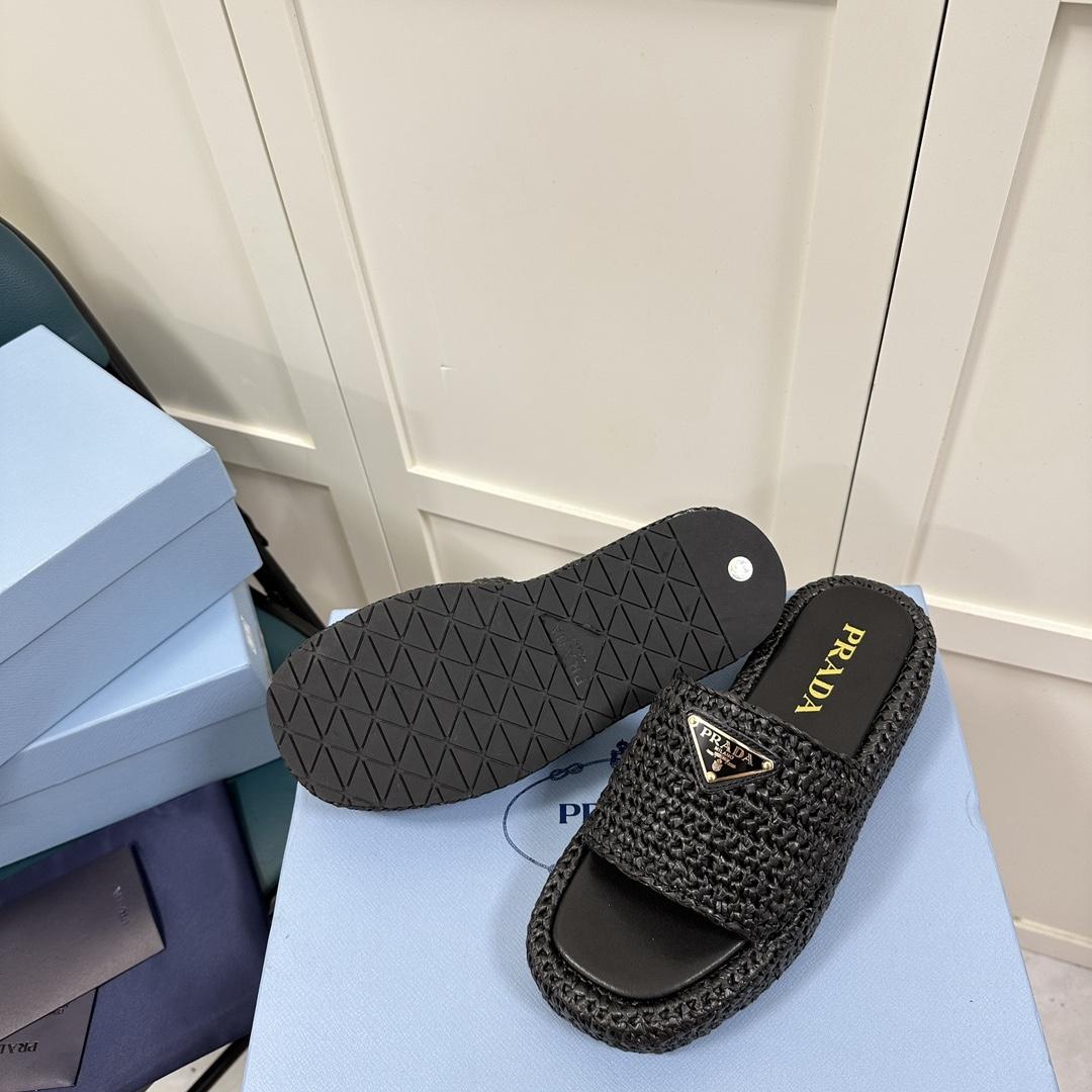 Prada Crochet Flatform Slides - PerfectKickZ