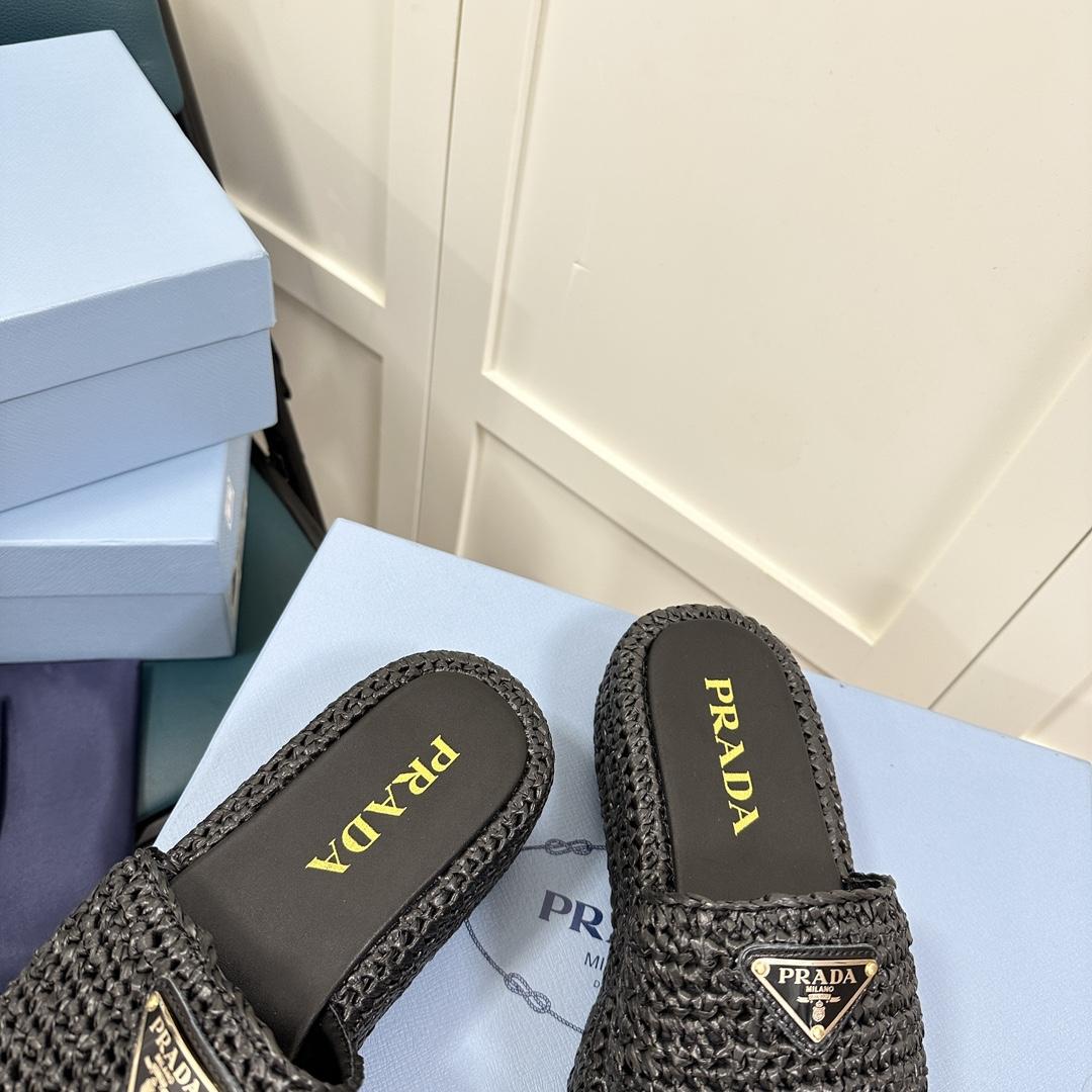 Prada Crochet Flatform Slides - PerfectKickZ