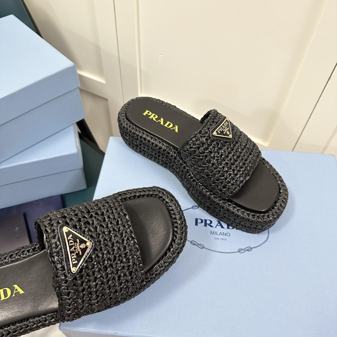 Prada Crochet Flatform Slides - PerfectKickZ