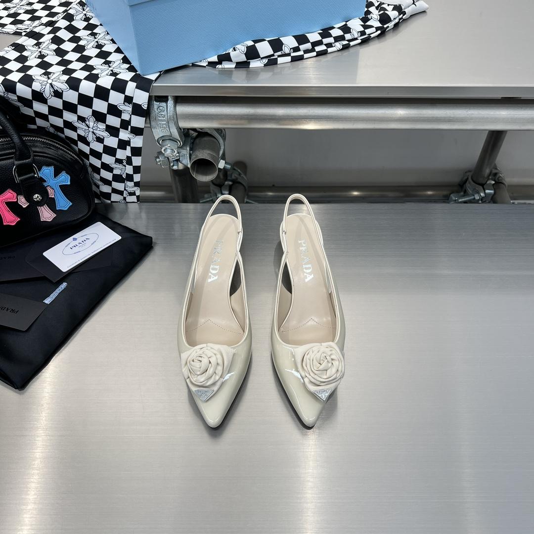 Prada 55mm Flower-appliqué Slingback Pumps - PerfectKickZ