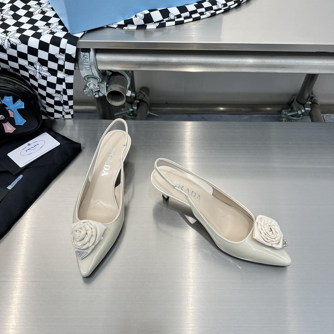 Prada 55mm Flower-appliqué Slingback Pumps - PerfectKickZ
