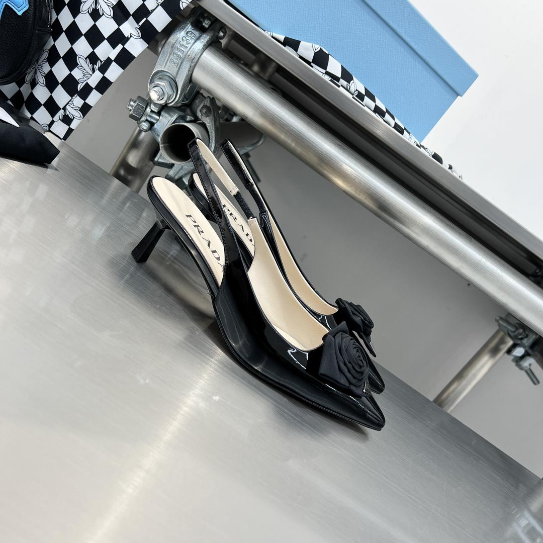 Prada 55mm Flower-appliqué Slingback Pumps - PerfectKickZ